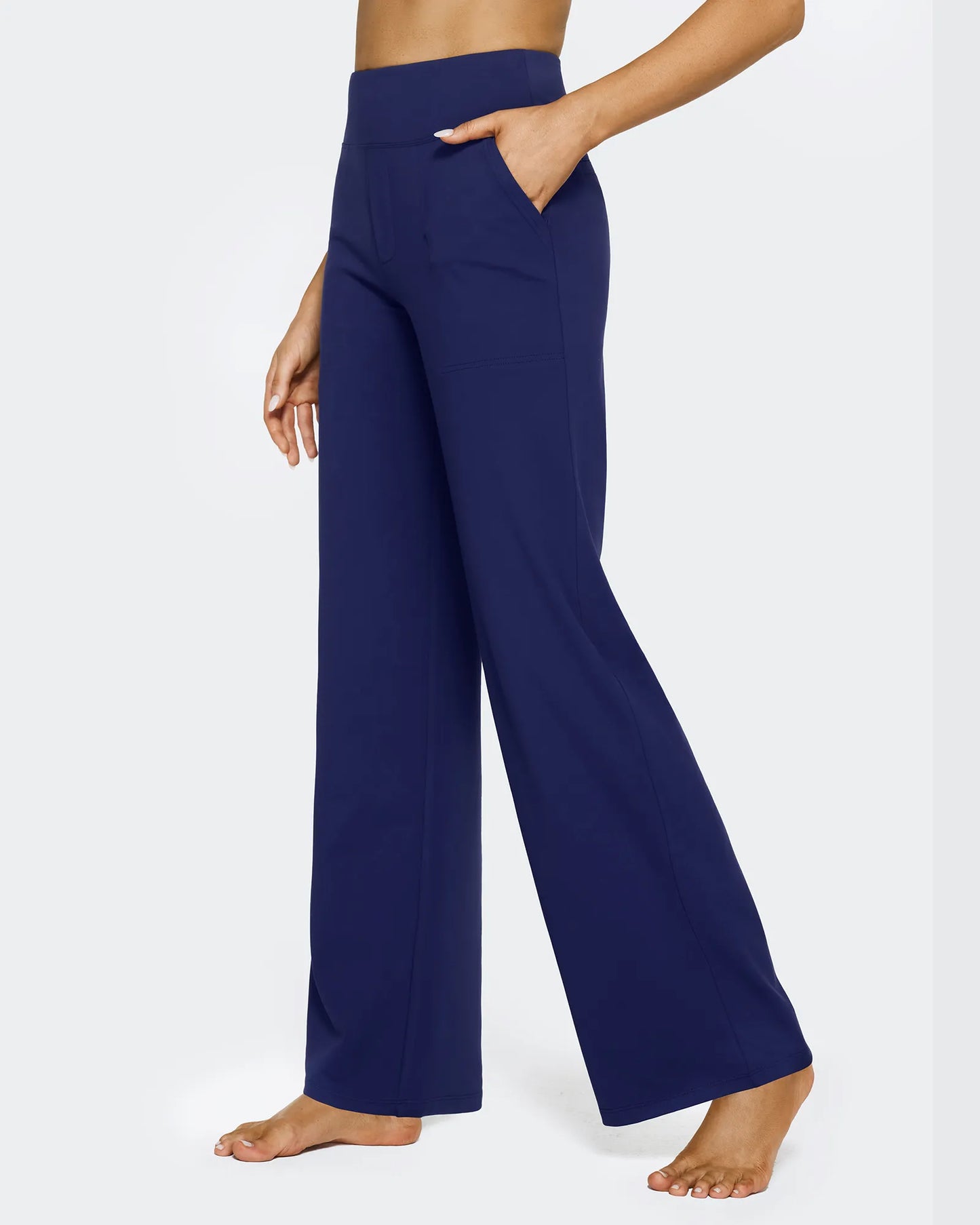 Pantalones casuales de negocios de talle alto EverGoing sueltos 33''