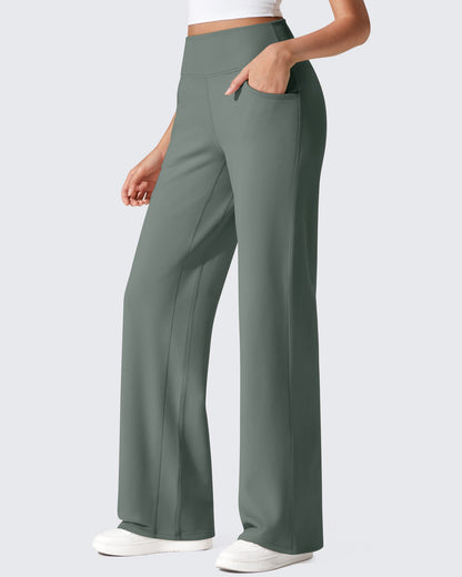 Pantalones térmicos de cintura alta y pierna ancha con forro polar EverGoing