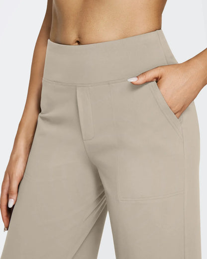 Pantalones casuales de negocios de talle alto EverGoing sueltos 33''