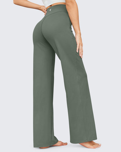 Pantalones de pernera ancha EverGoing de talle alto informales de negocios petite