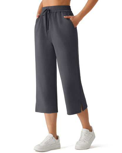 G4Free Smoofit Pantalones Capri de Pierna Ancha con Cordón y Bolsillos