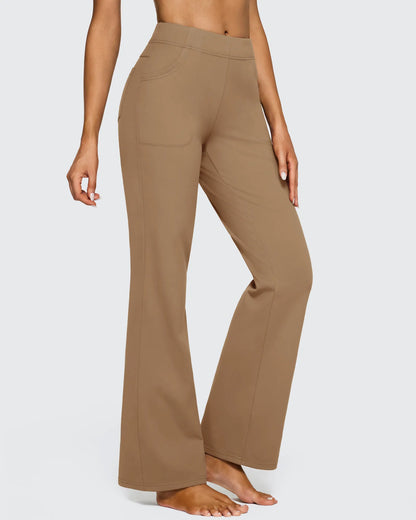Pantalones de trabajo acampanados de tiro alto con forro polar