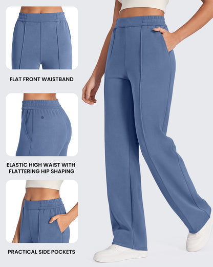 Pantalón de vestir Smoofit suelto, de talle alto y elástico, largo regular