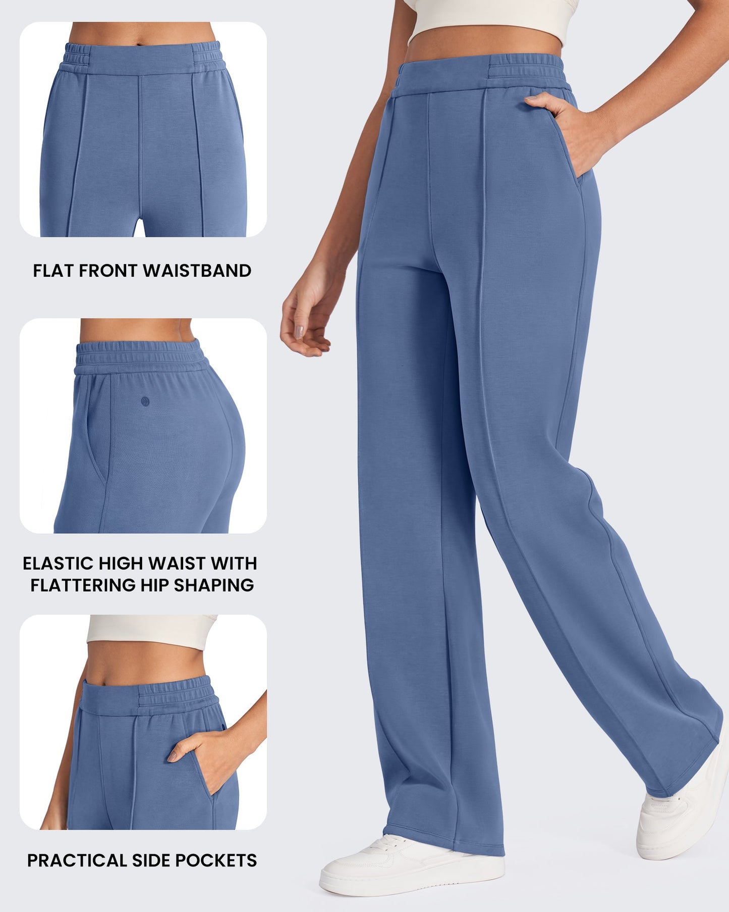 Pantalones de vestir elásticos de talle alto y corte holgado Smoofit Petite
