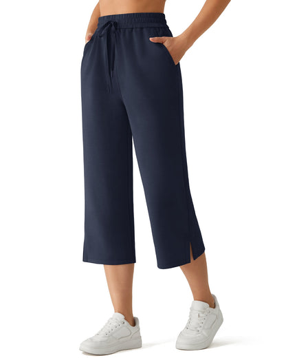G4Free Smoofit Pantalones Capri de Pierna Ancha con Cordón y Bolsillos