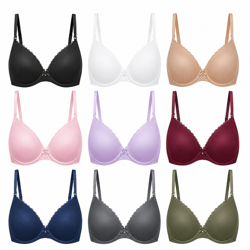 9 PACK-Women's Body By Victoria Full Coverage Lightly Lined T-Shirt Bra