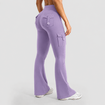 Women's High-Waisted Flared Athletic Pants—with Pockets