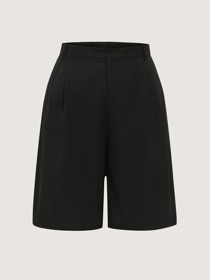 Bermuda Pleated Solid Pocket Shorts