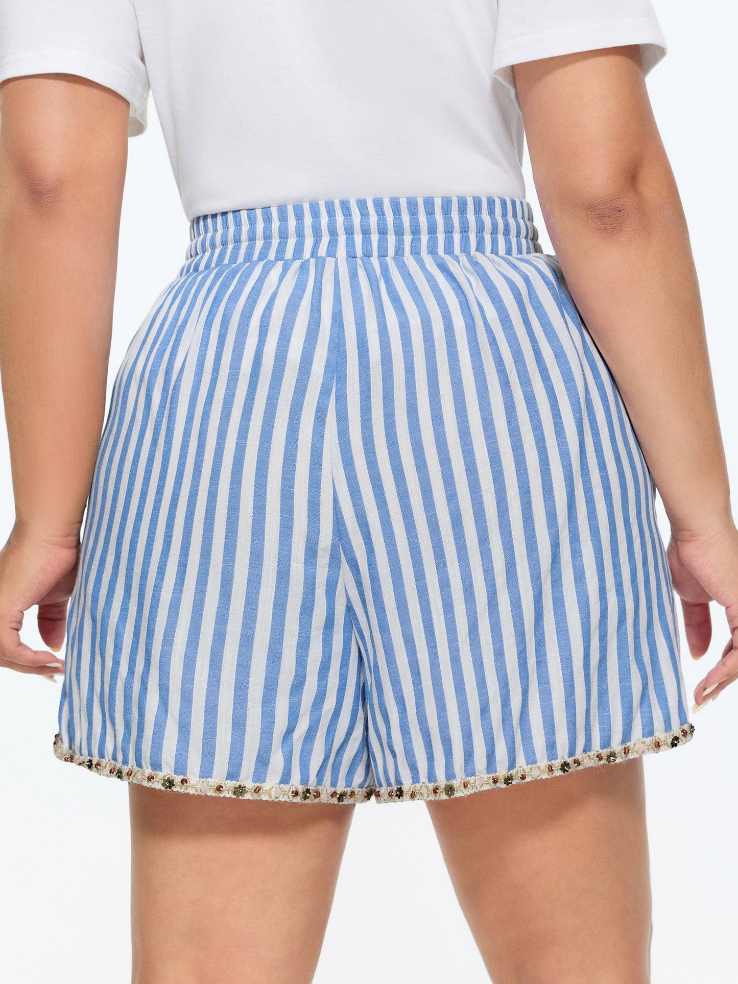 Asymmetrical Striped Print Shorts