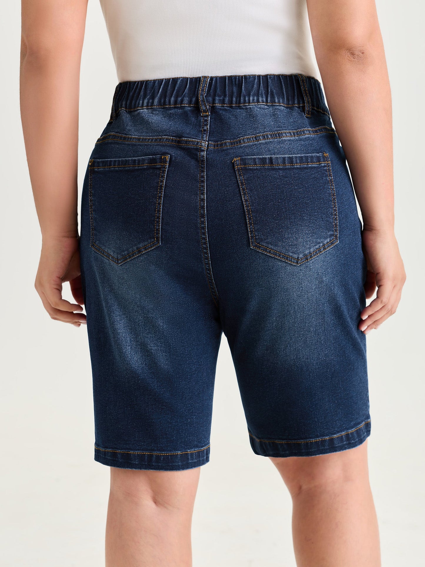 Stretchy Mid-Rise Skinny-Fit Denim Shorts
