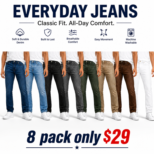 8PACK-Pantalones vaqueros clásicos de corte recto y original (fb)
