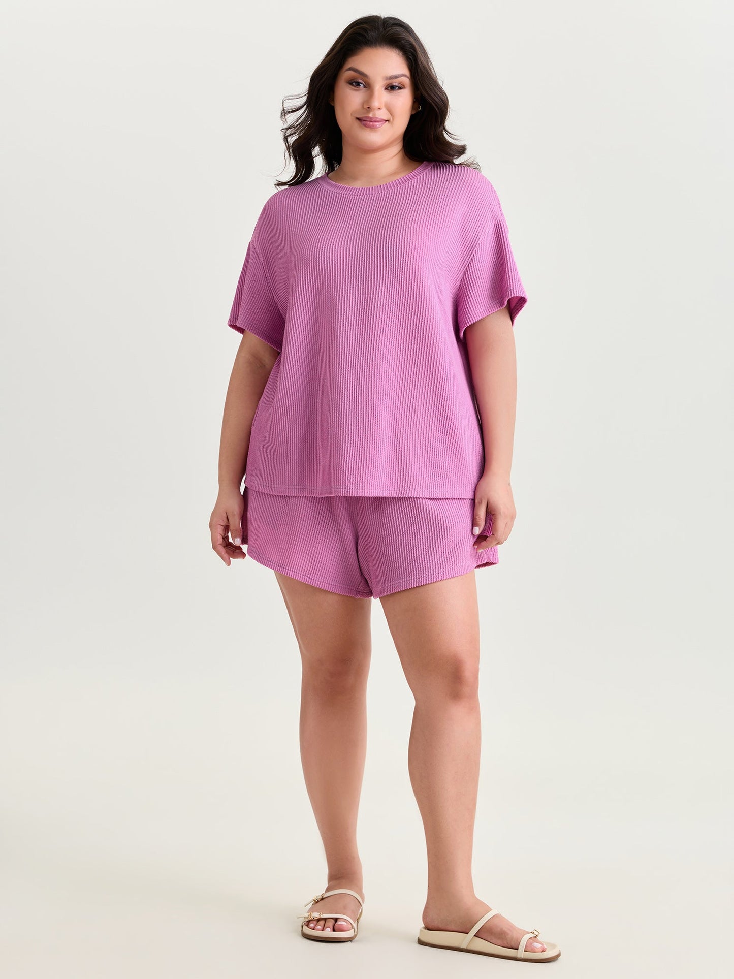 Stretchy Plain Relaxed-Fit Shorts