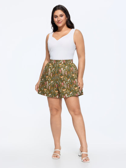 Floral Print Wide Waistband Shorts