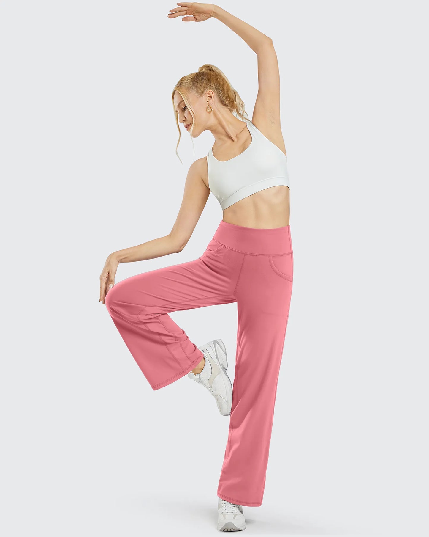 Pantalones de yoga de pierna ancha para mujer con bolsillos (talla regular)