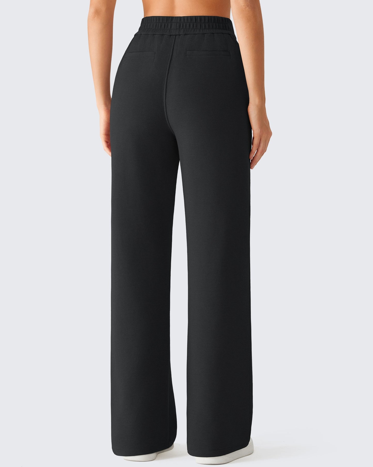 Pantalones de vestir G4Free Waffle de pernera ancha, de talle alto y elásticos