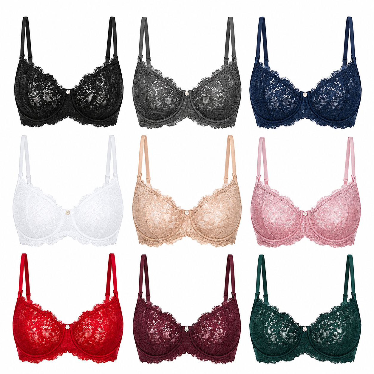 9 PACK-Women's Wicked Unlined Balconette Bra