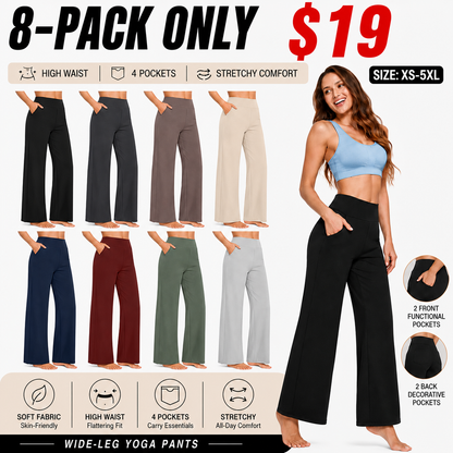 Pantalones de Yoga Anchos de Cintura Alta para Mujer — Suaves, Elásticos y Casuales (Entrega Rápida)