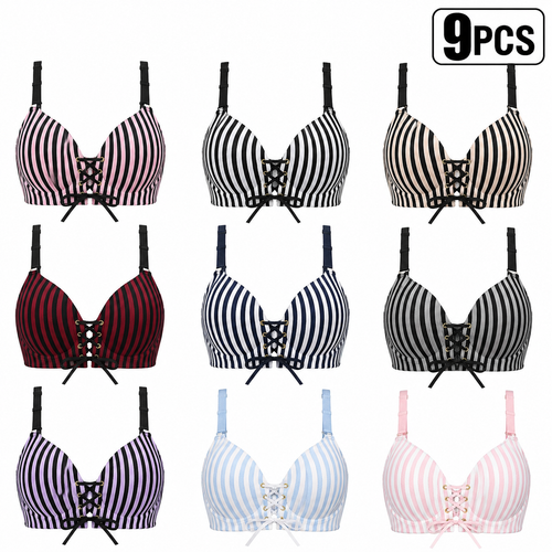 9 PACK-Women Wireless Push Up Padded Comfort Womenswear