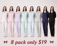 Bow-print pajama set – 8-pack