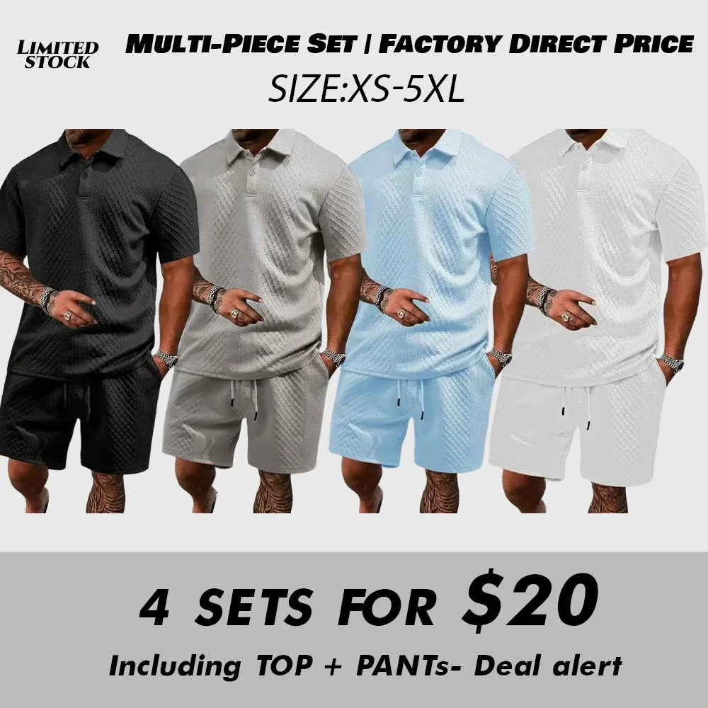 8 PACK Polo Shirt and Shorts Two-Piece Set