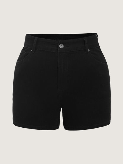 Stretchy Curvy Hem Skinny-Fit Denim Shorts