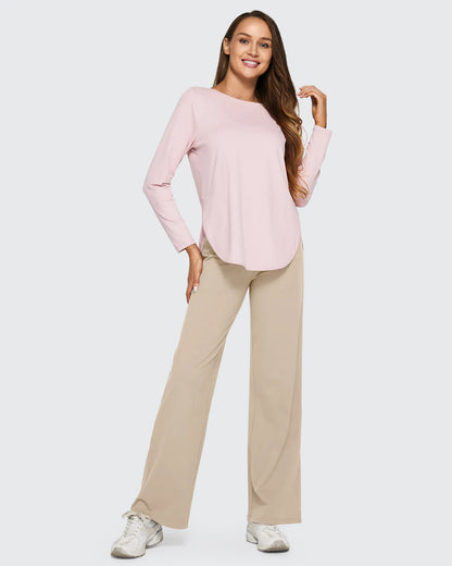 Pantalones casuales de negocios de talle alto EverGoing sueltos 33''