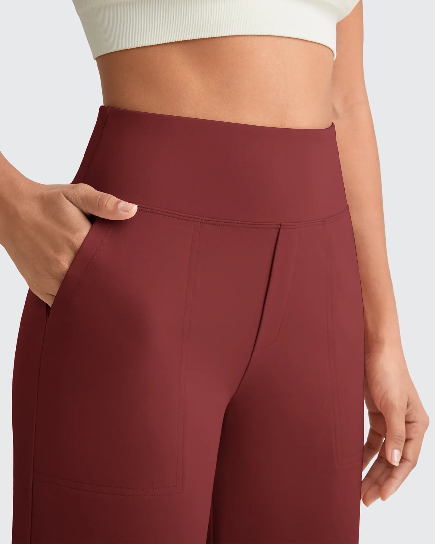 Pantalones de vestir capri elásticos de tiro alto EverGoing (talla regular)