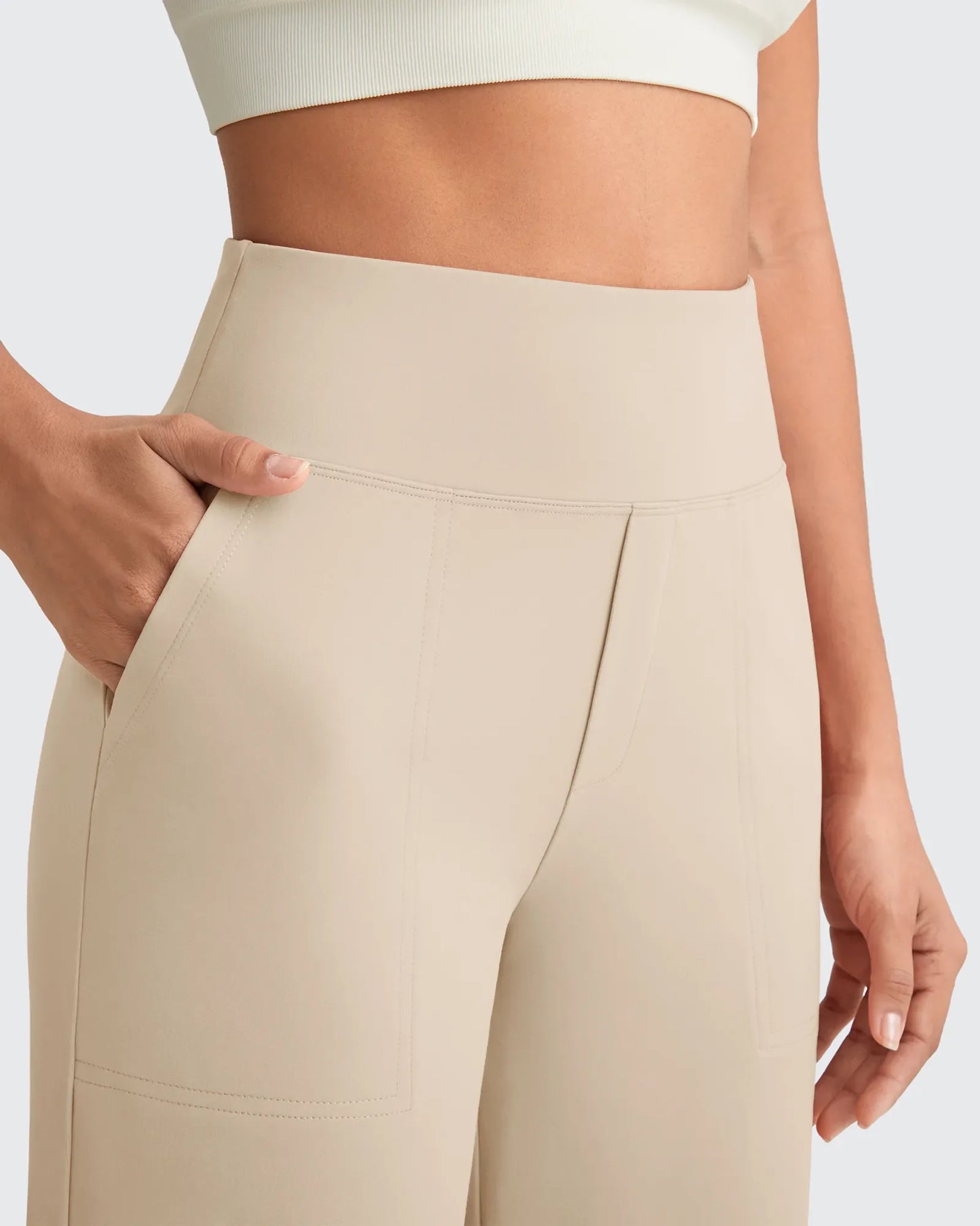 Pantalones de vestir capri elásticos de tiro alto EverGoing (talla regular)