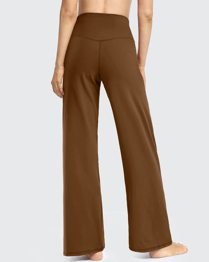 Pantalones de yoga de pierna ancha para mujer con bolsillos (talla regular)