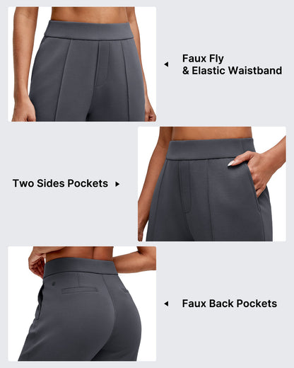Pantalones de vestir Smoofit de pierna recta, elásticos y de talle alto