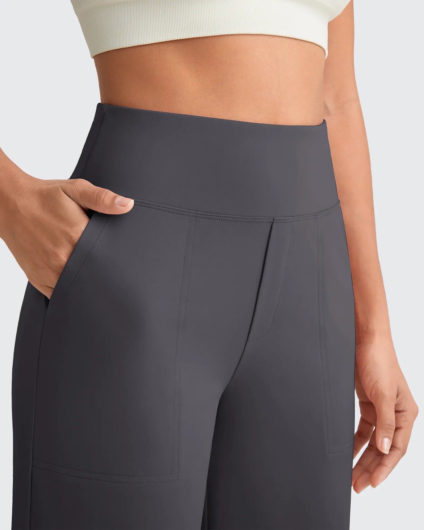 Pantalones de vestir capri elásticos de tiro alto EverGoing (talla regular)