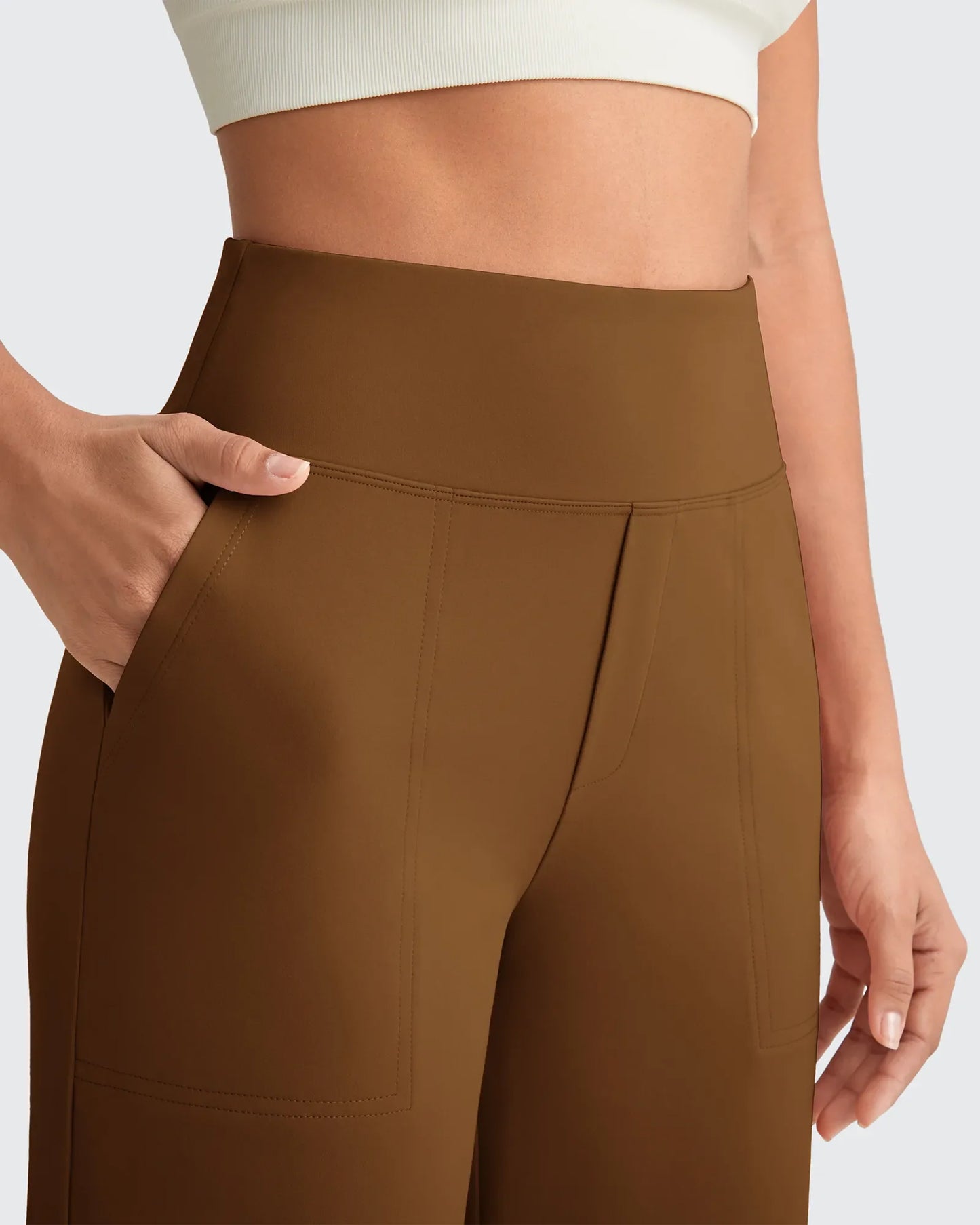 Pantalones de vestir capri elásticos de tiro alto EverGoing (talla regular)