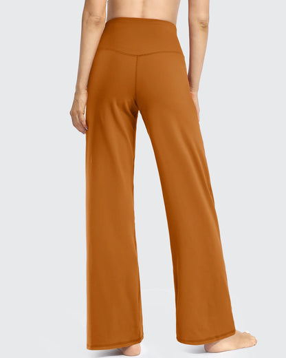 Pantalones de yoga de pierna ancha para mujer con bolsillos (talla regular)