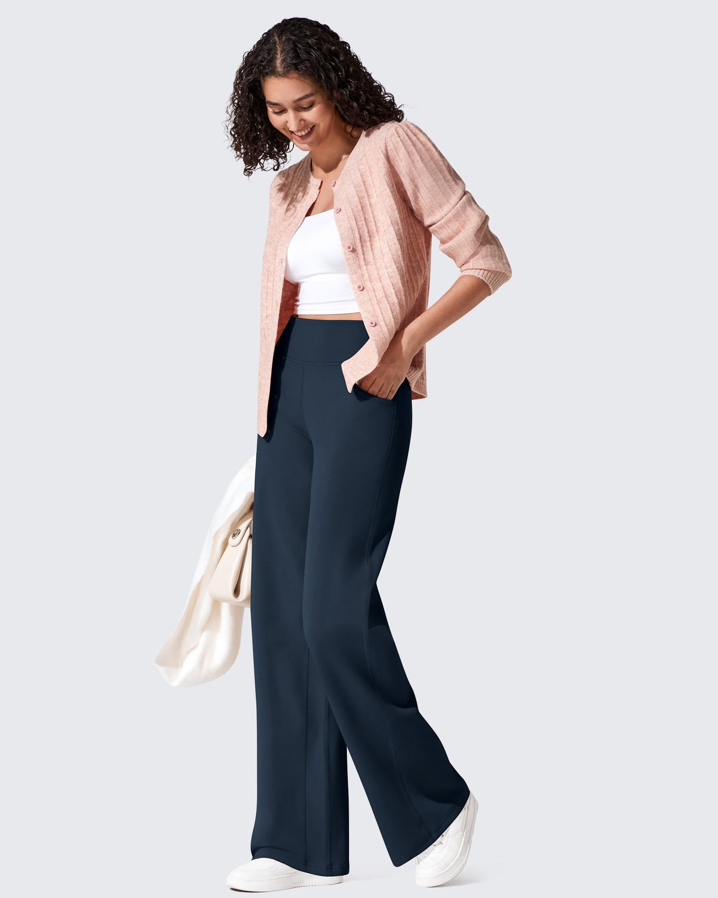 Pantalones térmicos de cintura alta y pierna ancha con forro polar EverGoing