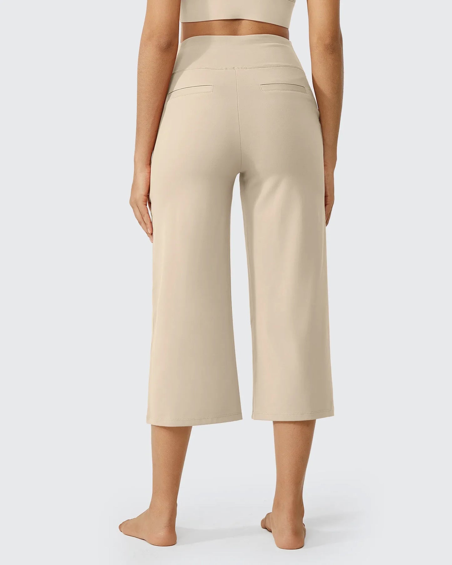 Pantalones Capri Casuales de Talle Alto con Pierna Ancha EverGoing