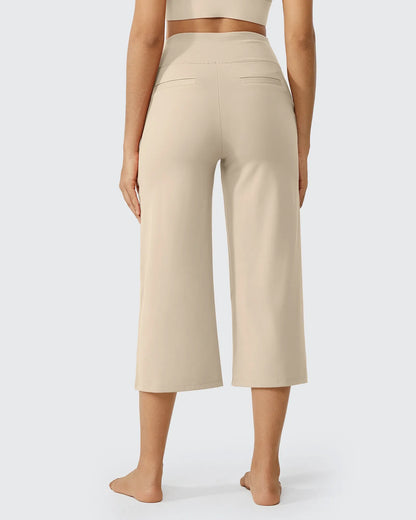 Pantalones Capri Casuales de Talle Alto con Pierna Ancha EverGoing