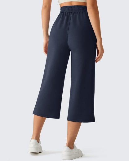 G4Free Smoofit Pantalones Capri de Pierna Ancha con Cordón y Bolsillos