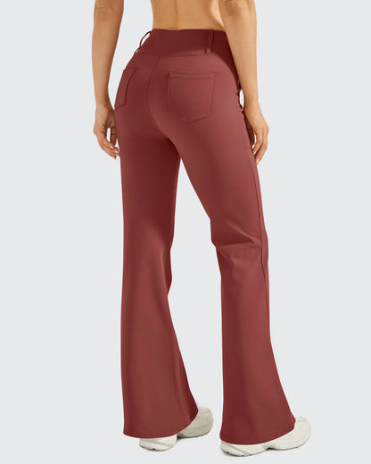 Pantalones acampanados de trabajo de cintura alta con forro polar