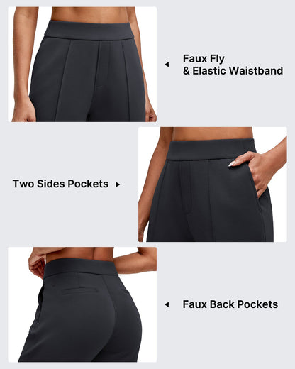 Pantalones de vestir Smoofit de pierna recta, elásticos y de talle alto
