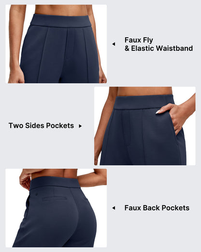 Pantalones de vestir Smoofit de pierna recta, elásticos y de talle alto