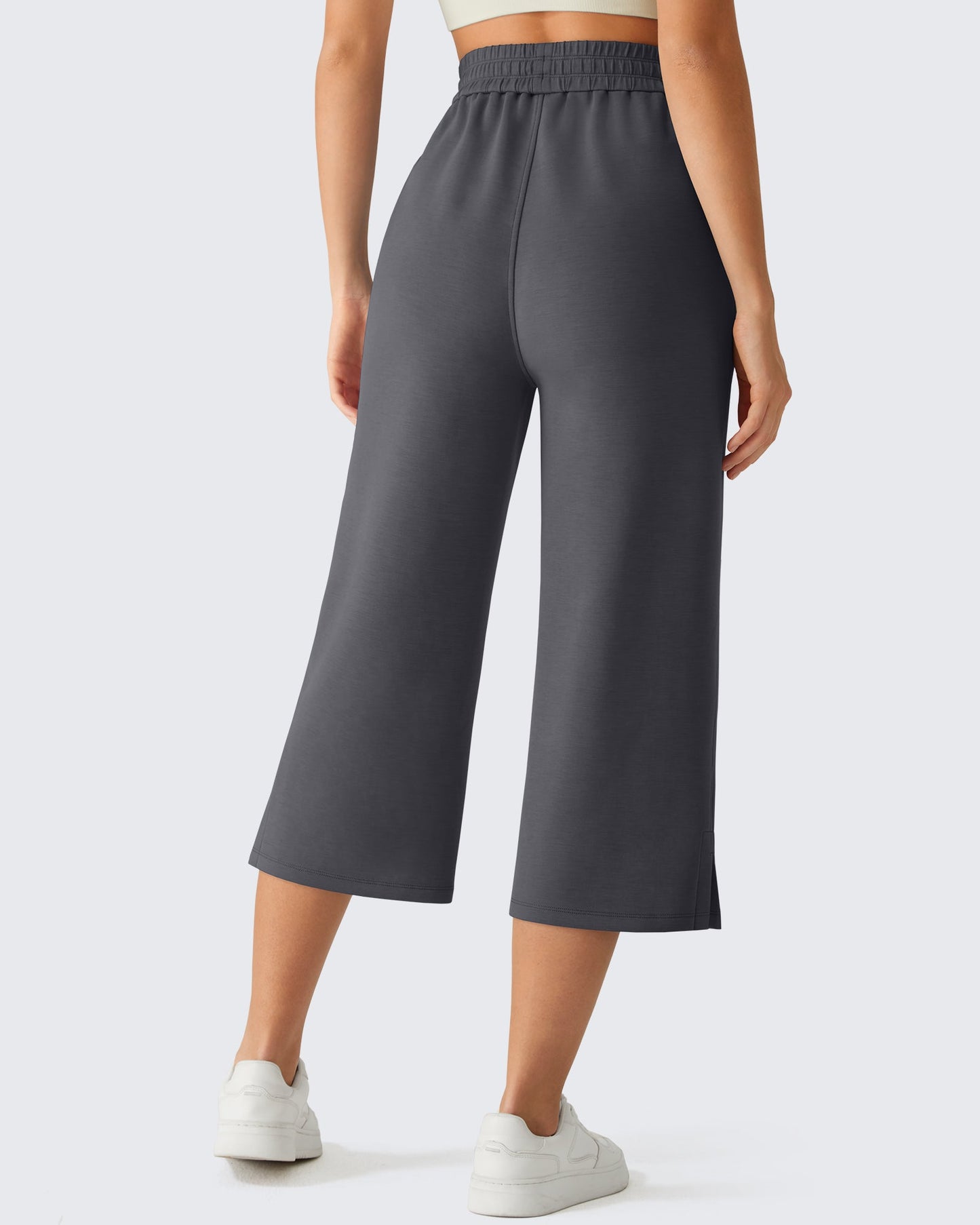 G4Free Smoofit Pantalones Capri de Pierna Ancha con Cordón y Bolsillos