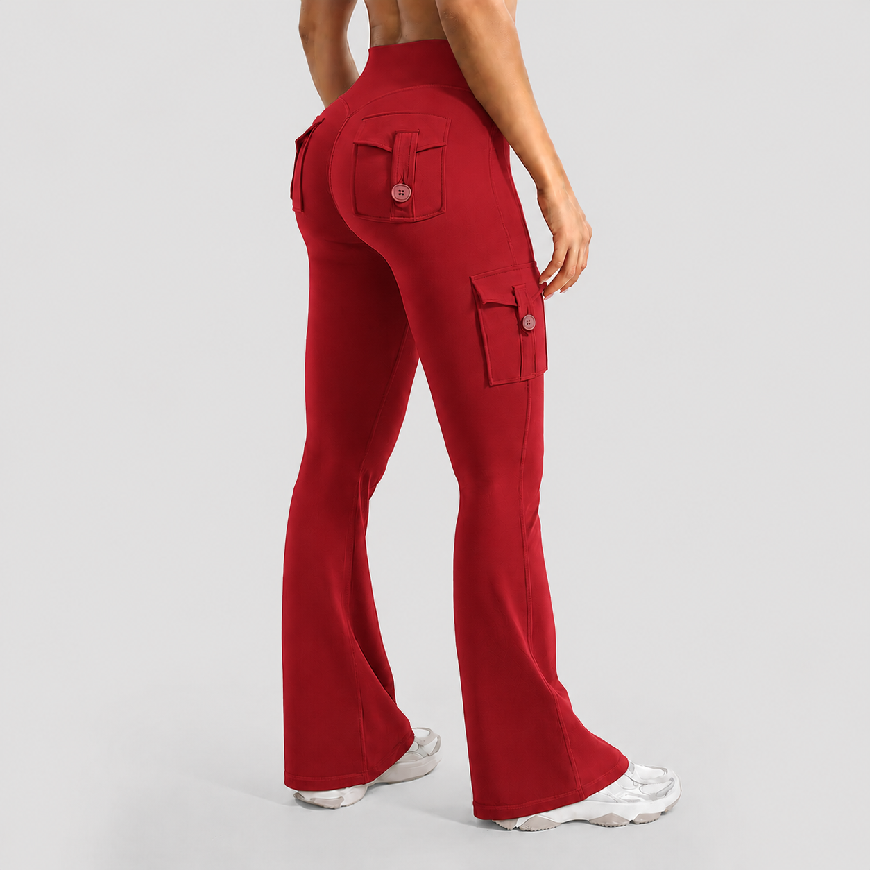Women's High-Waisted Flared Athletic Pants—with Pockets