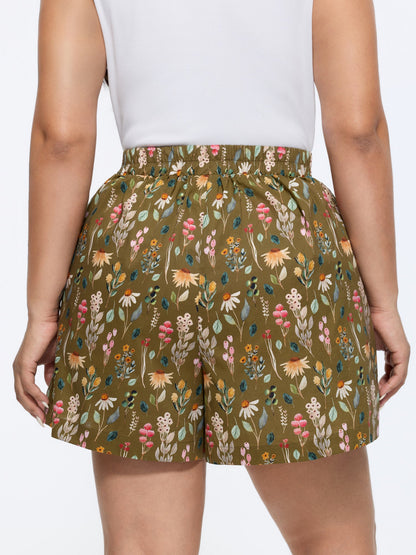 Floral Print Wide Waistband Shorts
