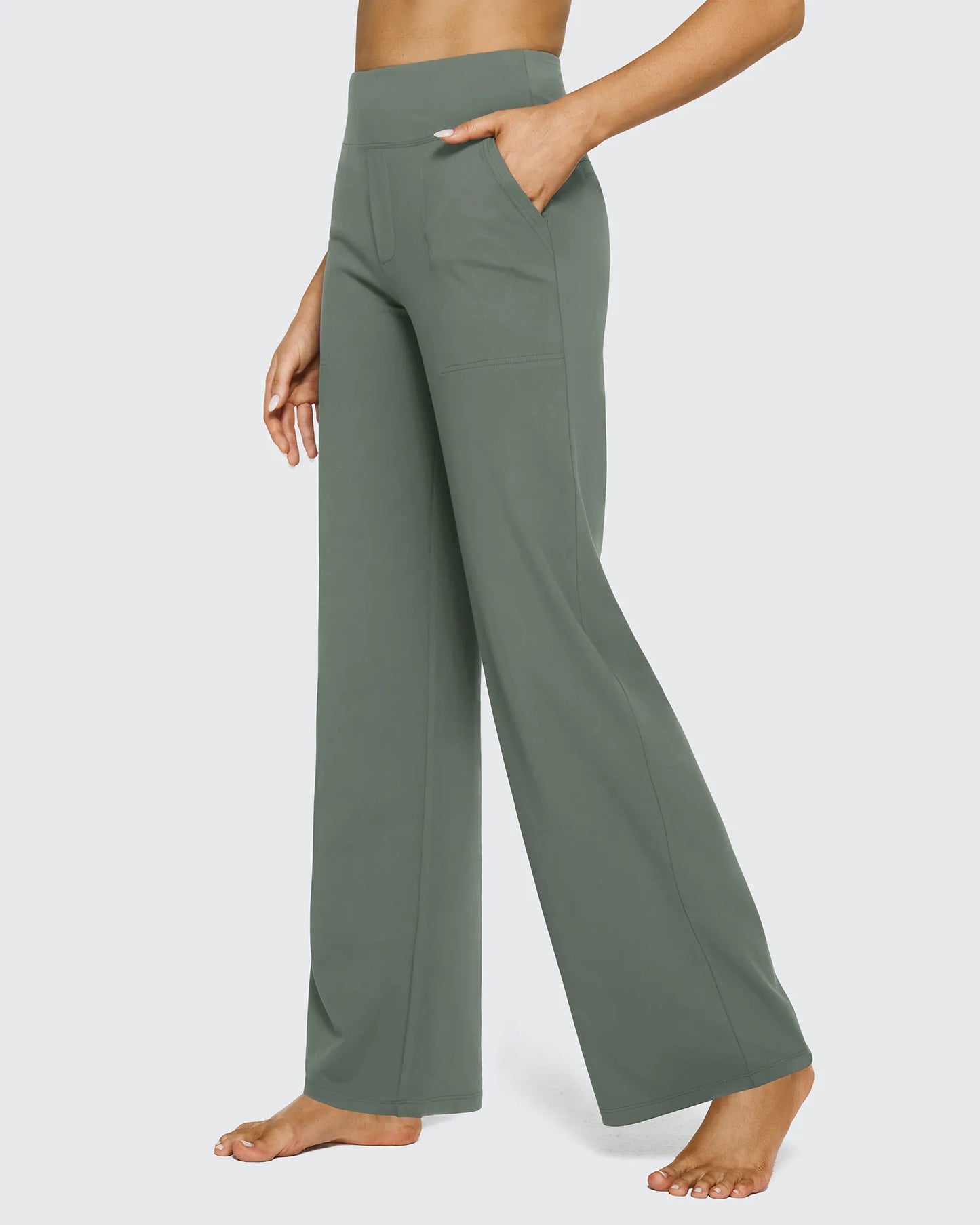 Pantalones casuales de negocios de talle alto EverGoing sueltos de 29''