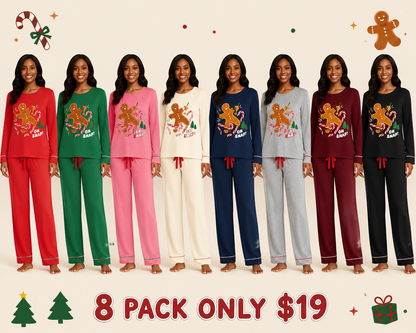 Women's 100% Cotton Pajama Set (Two-Piece): Long-sleeved button-down top and trousers