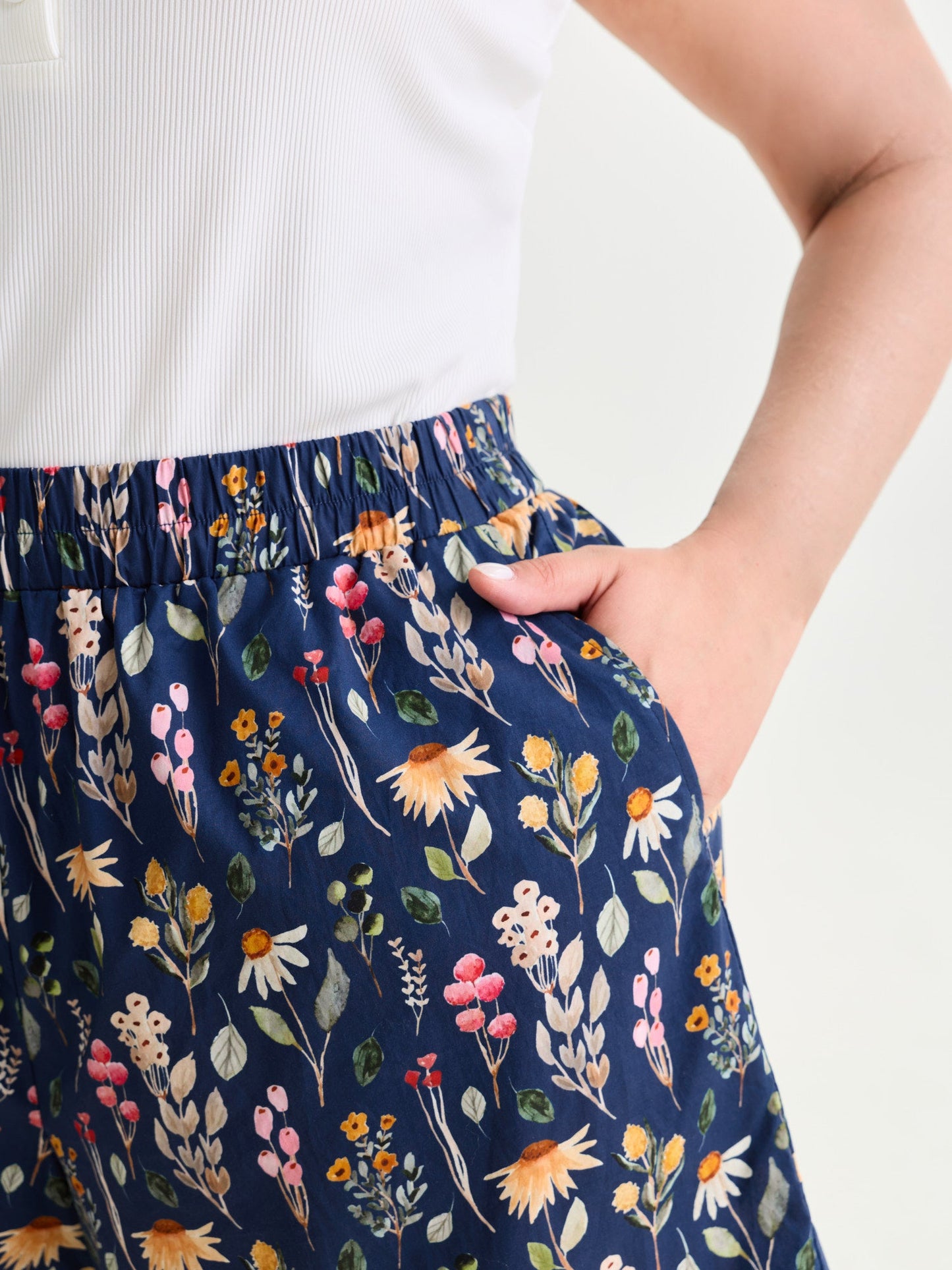 Floral Print Wide Waistband Shorts