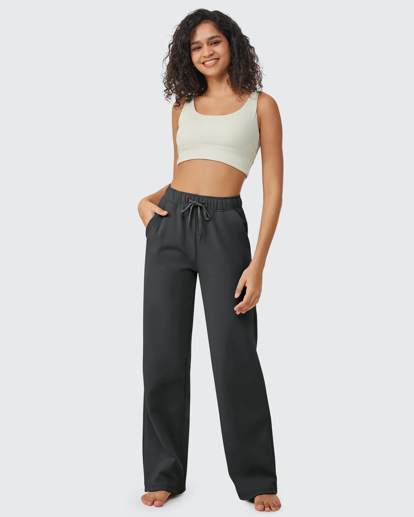 Pantalones casuales con cordón y forro polar EverGoing