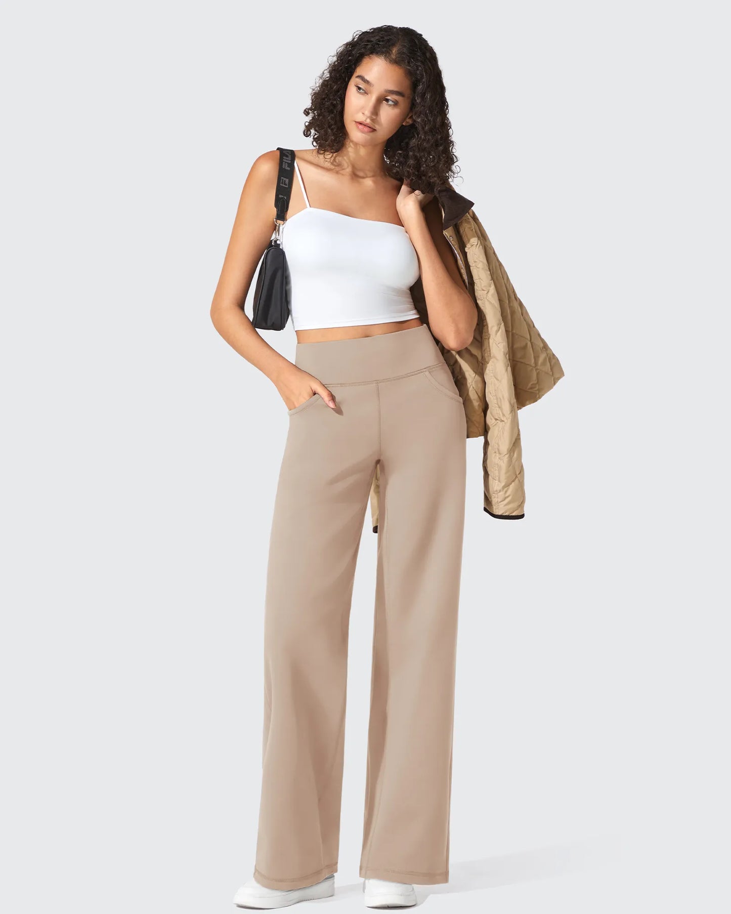 Pantalones Anchos de Vestir de Cintura Alta Sin Costuras BareFeel