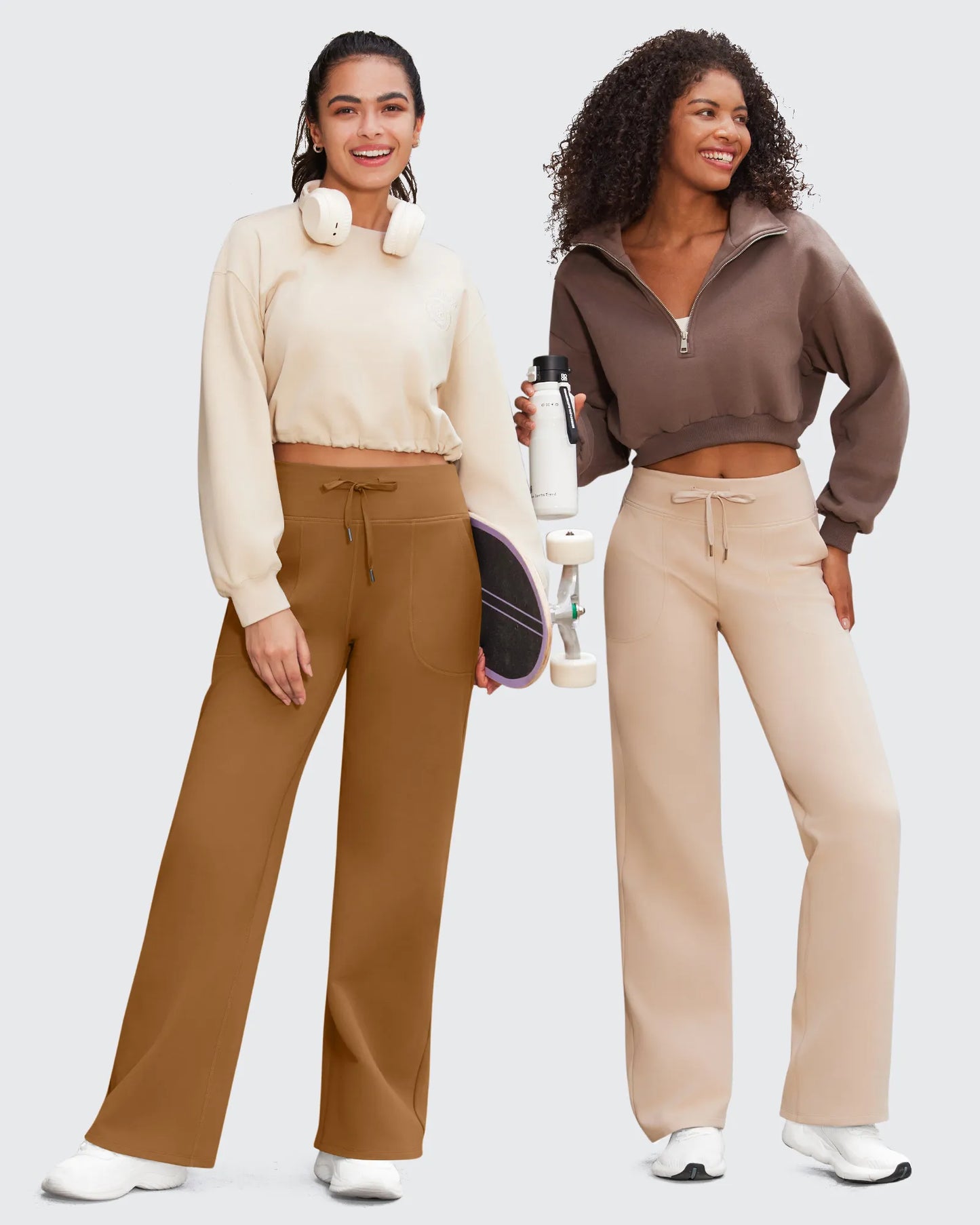 EverGoing Negocios Casual Cintura Alta Pierna Ancha Pantalones Altos