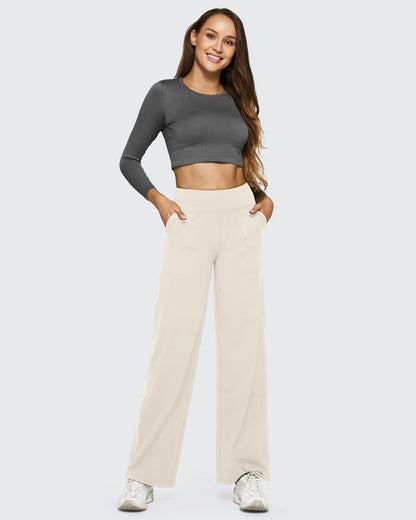 Pantalones casuales de negocios de talle alto EverGoing sueltos 33''